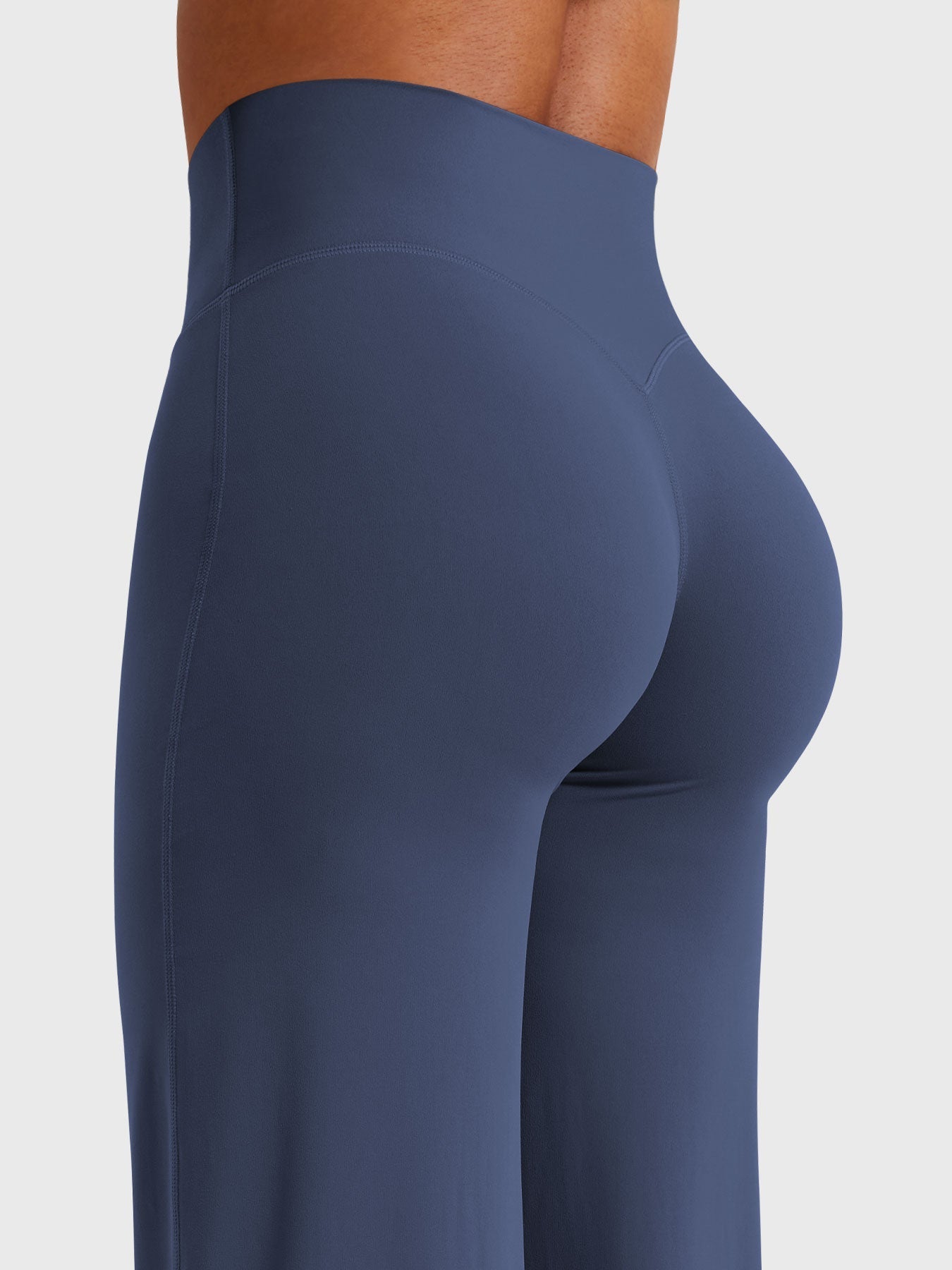 Pantalon uni été taille haute évasé jambes larges pour femme