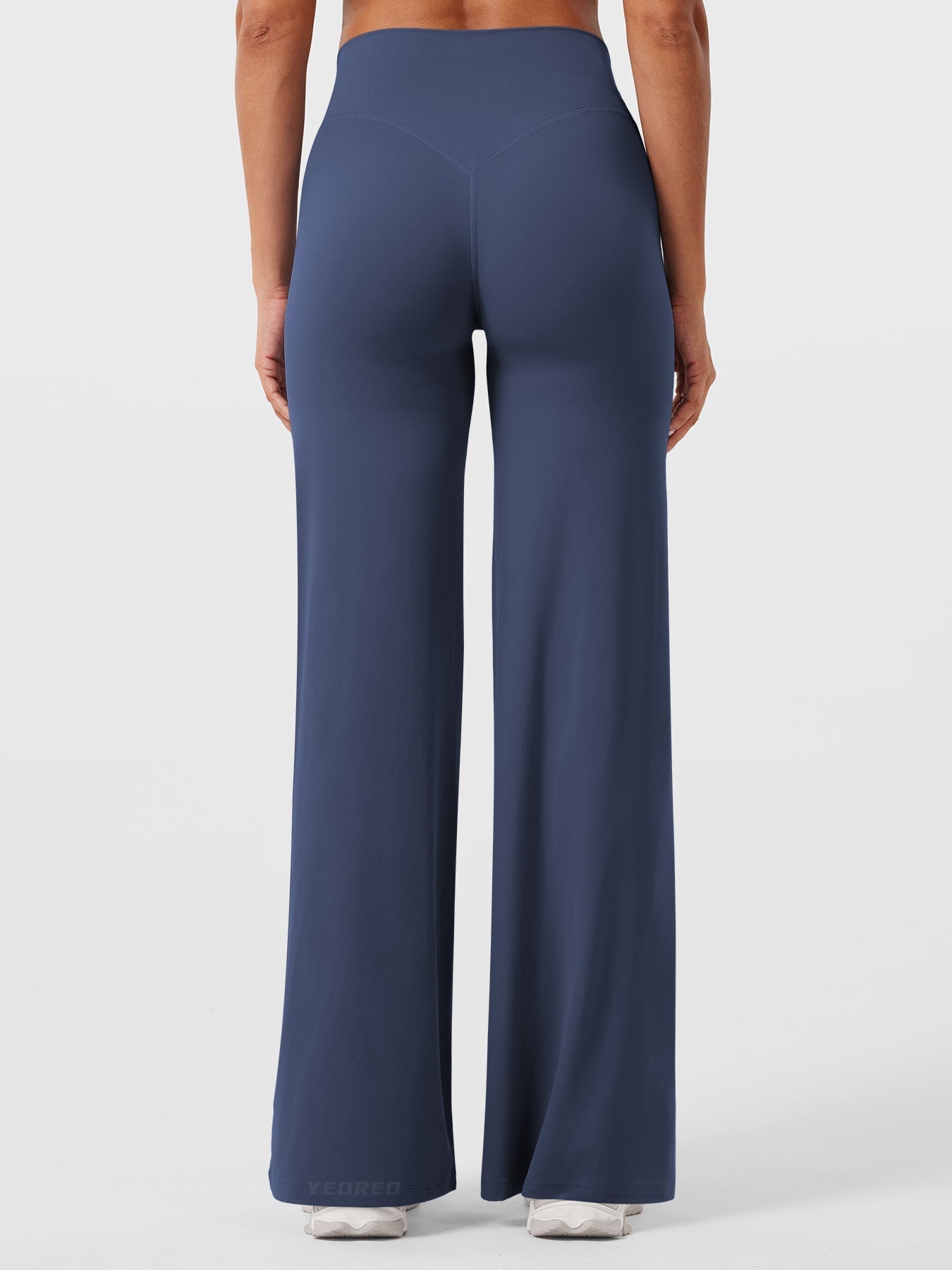 Pantalon uni été taille haute évasé jambes larges pour femme