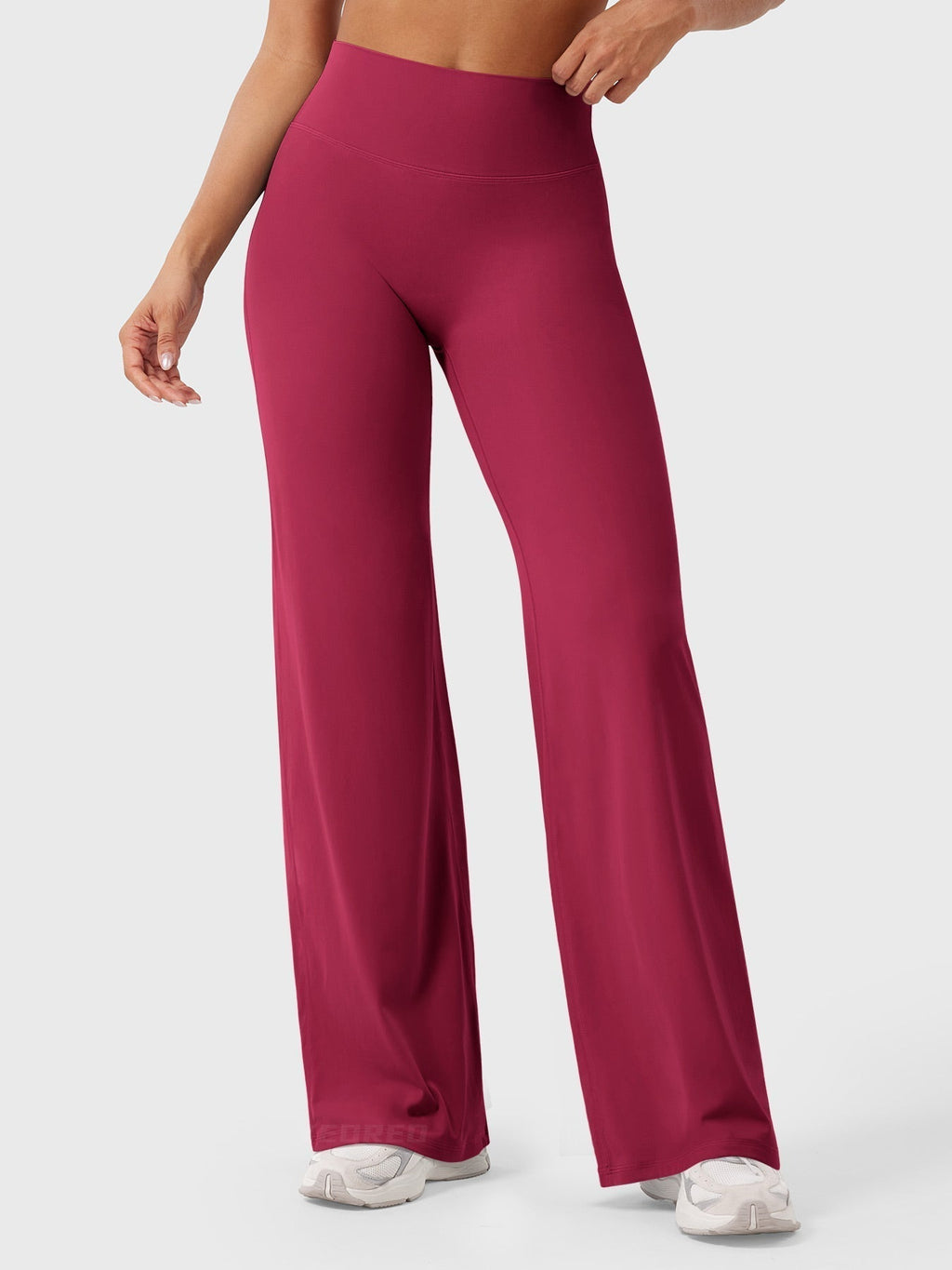 Pantalon uni été taille haute évasé jambes larges pour femme