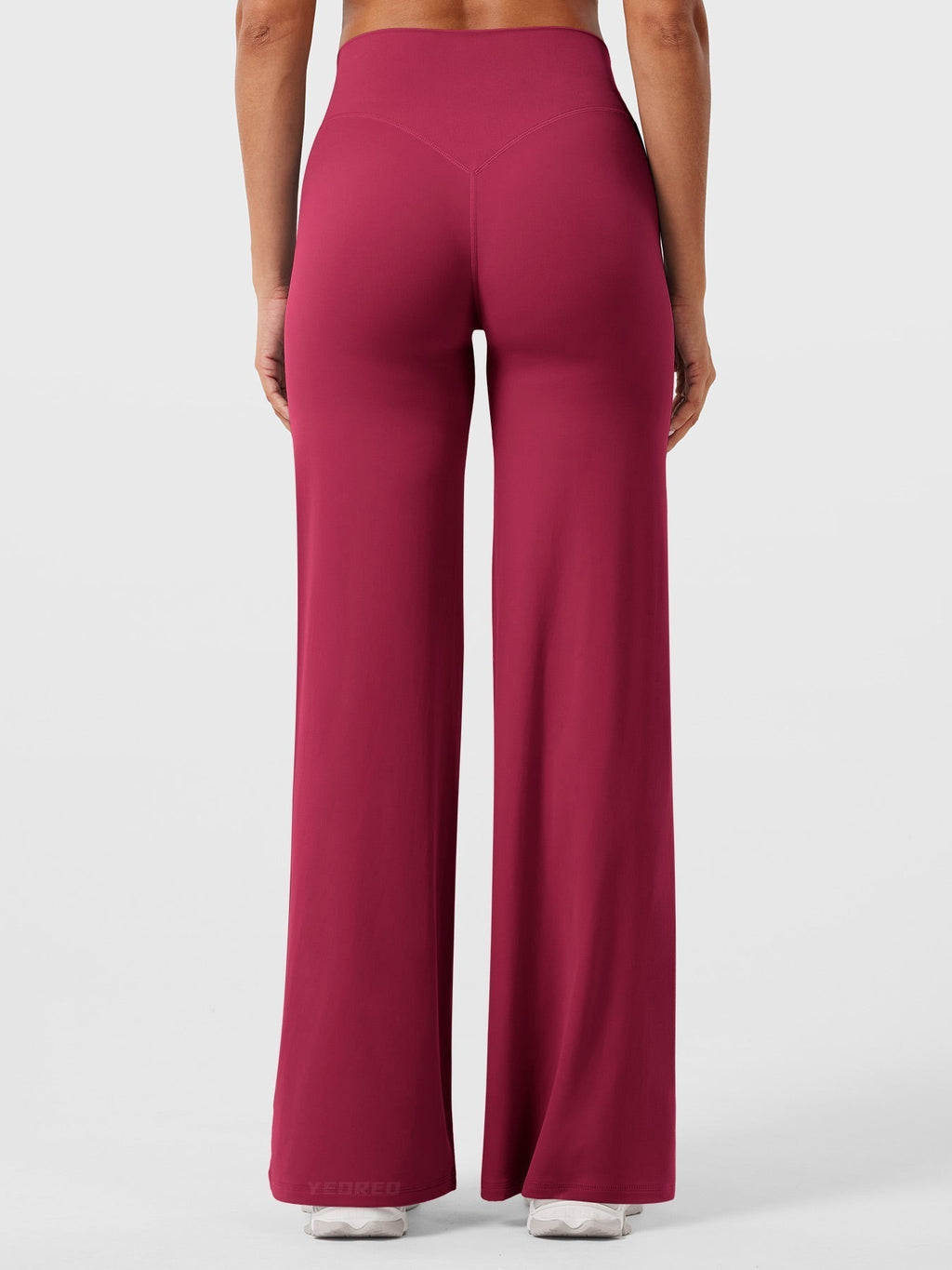 Pantalon uni été taille haute évasé jambes larges pour femme