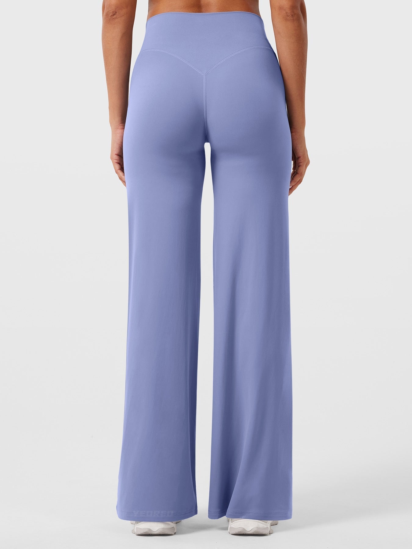 Pantalon uni été taille haute évasé jambes larges pour femme