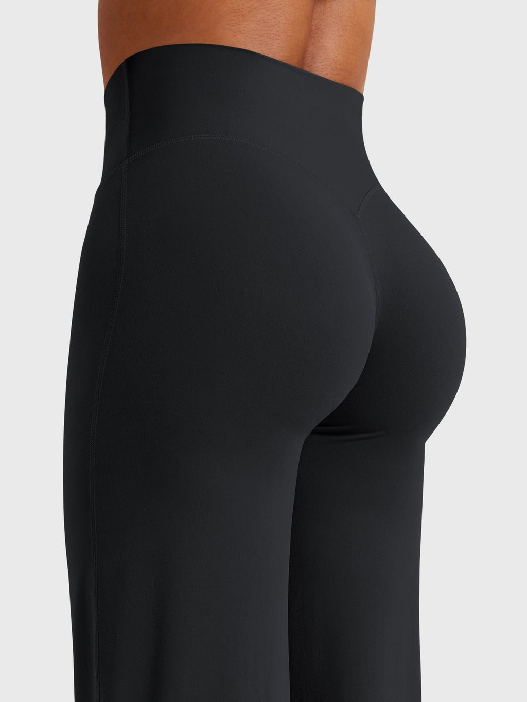 Pantalon uni été taille haute évasé jambes larges pour femme