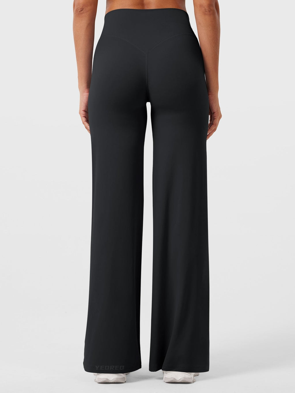 Pantalon uni été taille haute évasé jambes larges pour femme