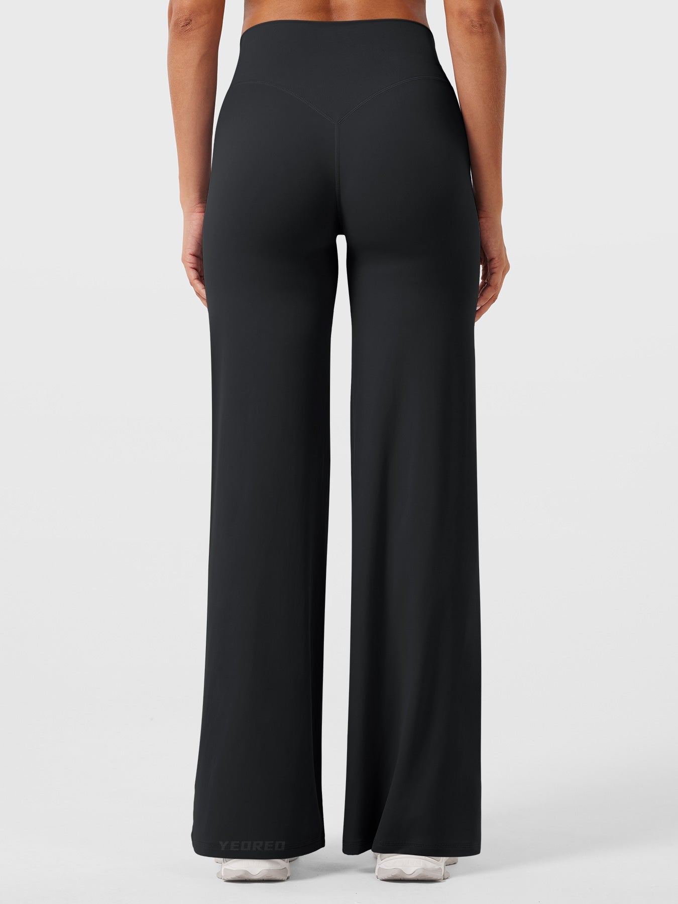 Pantalon uni été taille haute évasé jambes larges pour femme