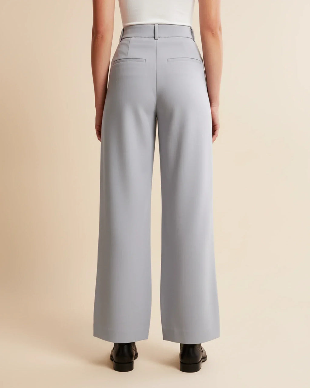 Pantalon taille haute plissé jambes larges tailleur coupe pour femme