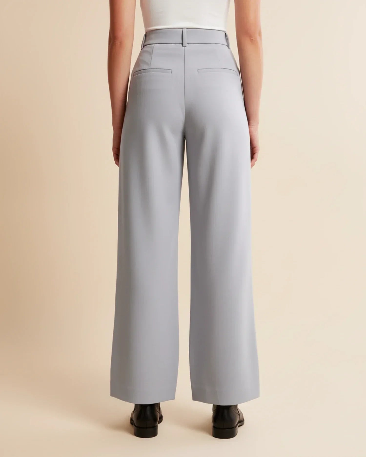Pantalon taille haute plissé jambes larges tailleur coupe pour femme