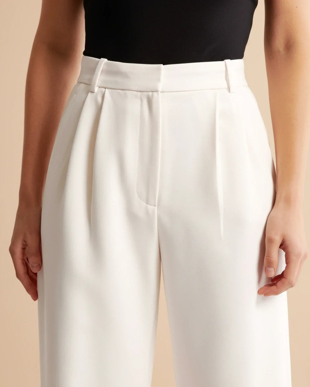 Pantalon taille haute plissé jambes larges tailleur coupe pour femme