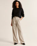 Pantalon taille haute plissé jambes larges tailleur coupe pour femme