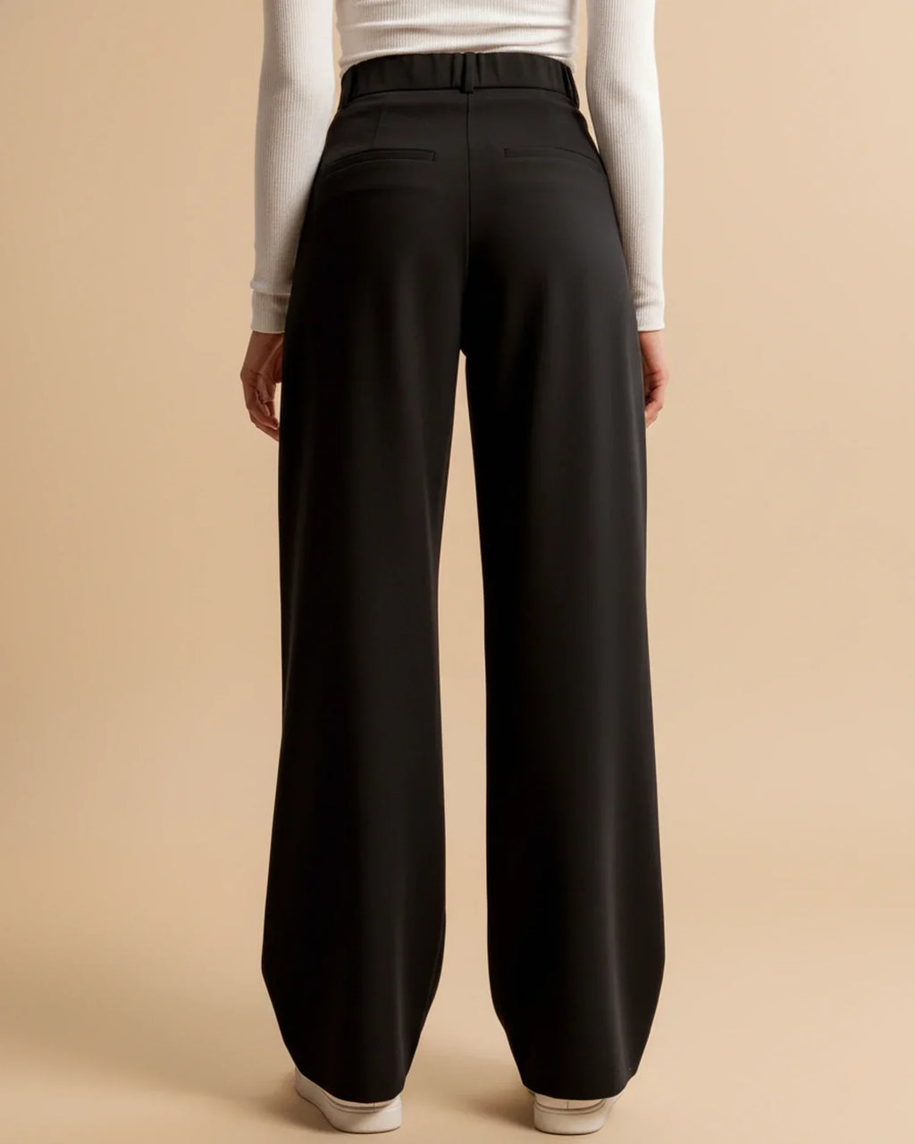 Pantalon taille haute plissé jambes larges tailleur coupe pour femme