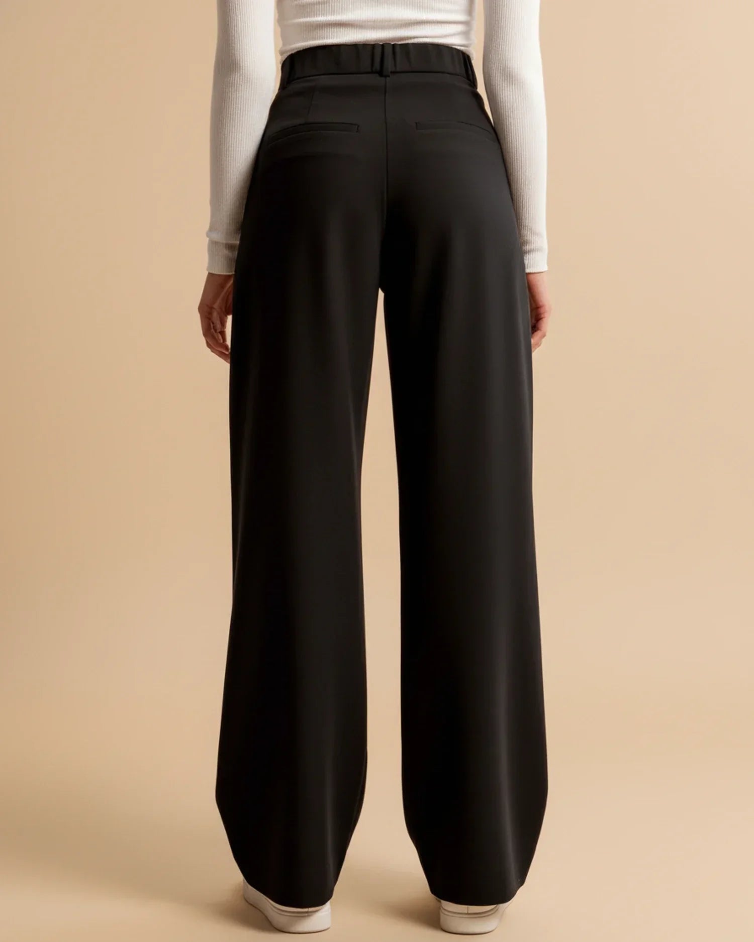 Pantalon taille haute plissé jambes larges tailleur coupe pour femme